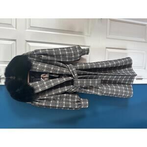 GORGEOUS Un_Furtive Genuine Fox Plaid Metallic Coat Small! NWT!